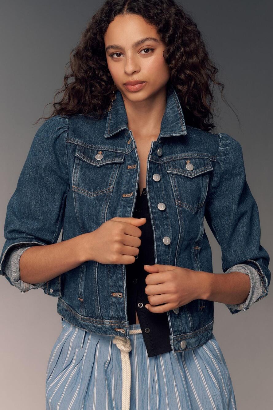 NWT Anthropologie Pilcro Puff-Sleeve Denim Jacket - Size Large